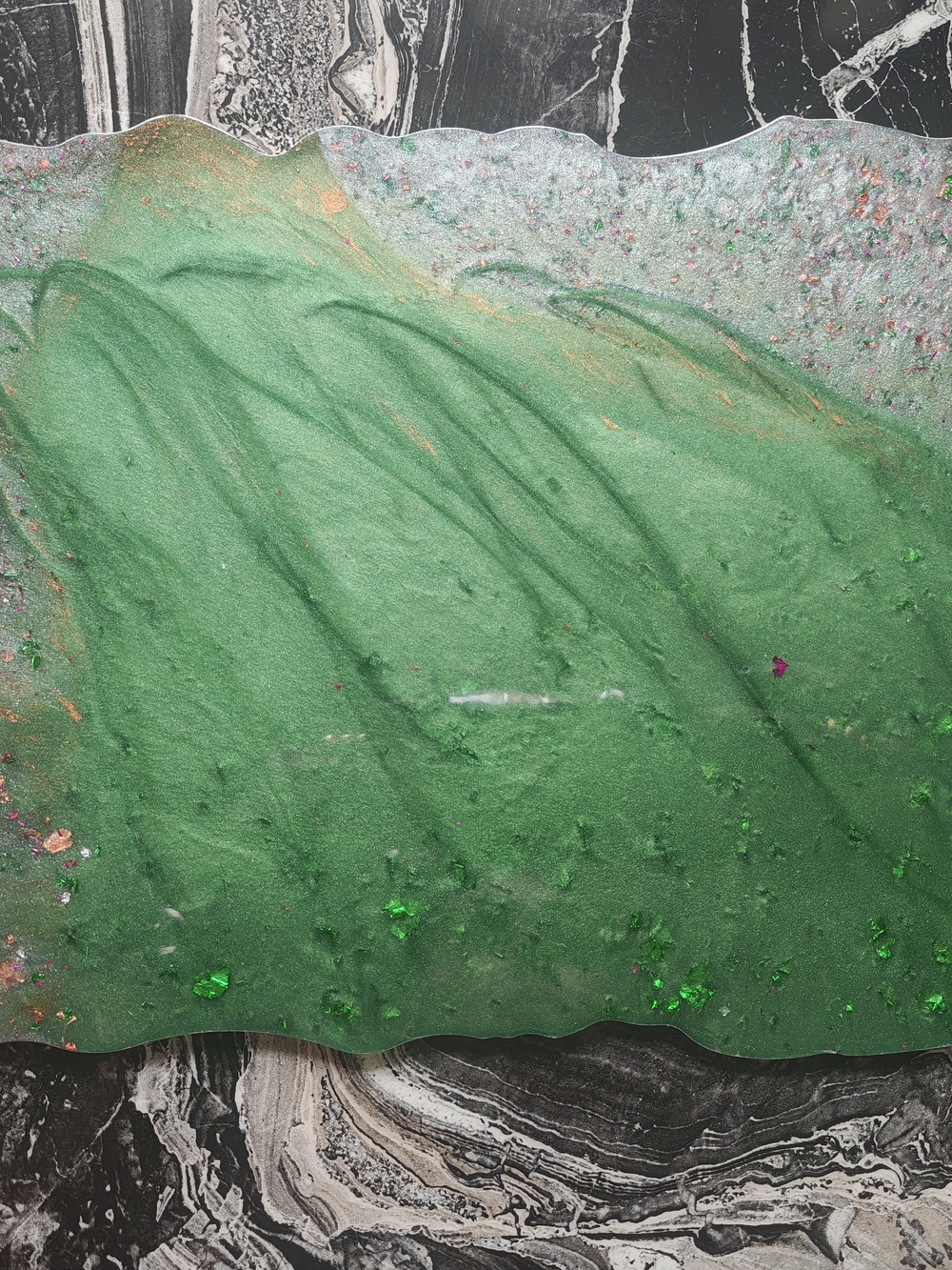 Handmade Green Resin Art Tray